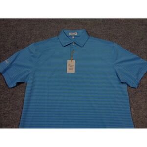 Peter Millar Shirt Men M Blue Crown Sport Summer Comfort Performance Striped